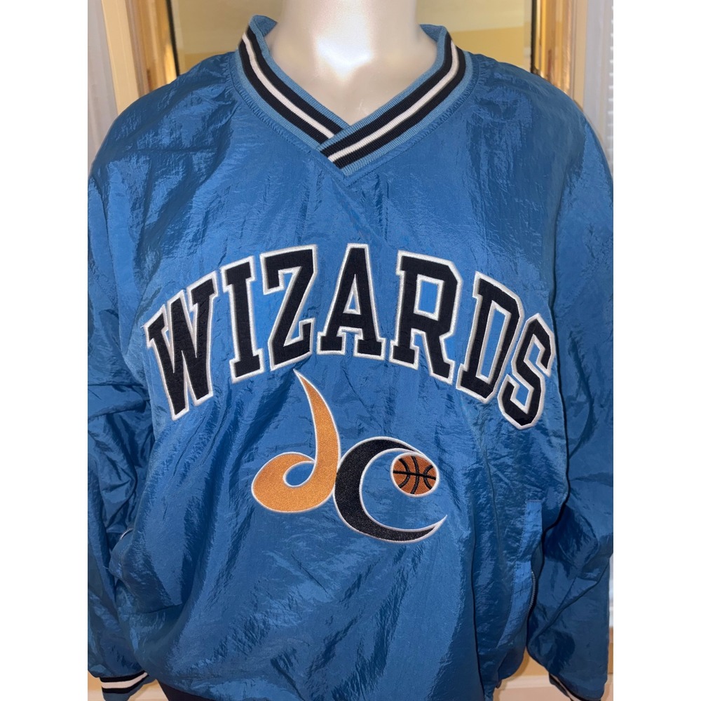 Vintage Champion NBA Washington Wizards Windbreaker Pullover Teal Blue Mens XL